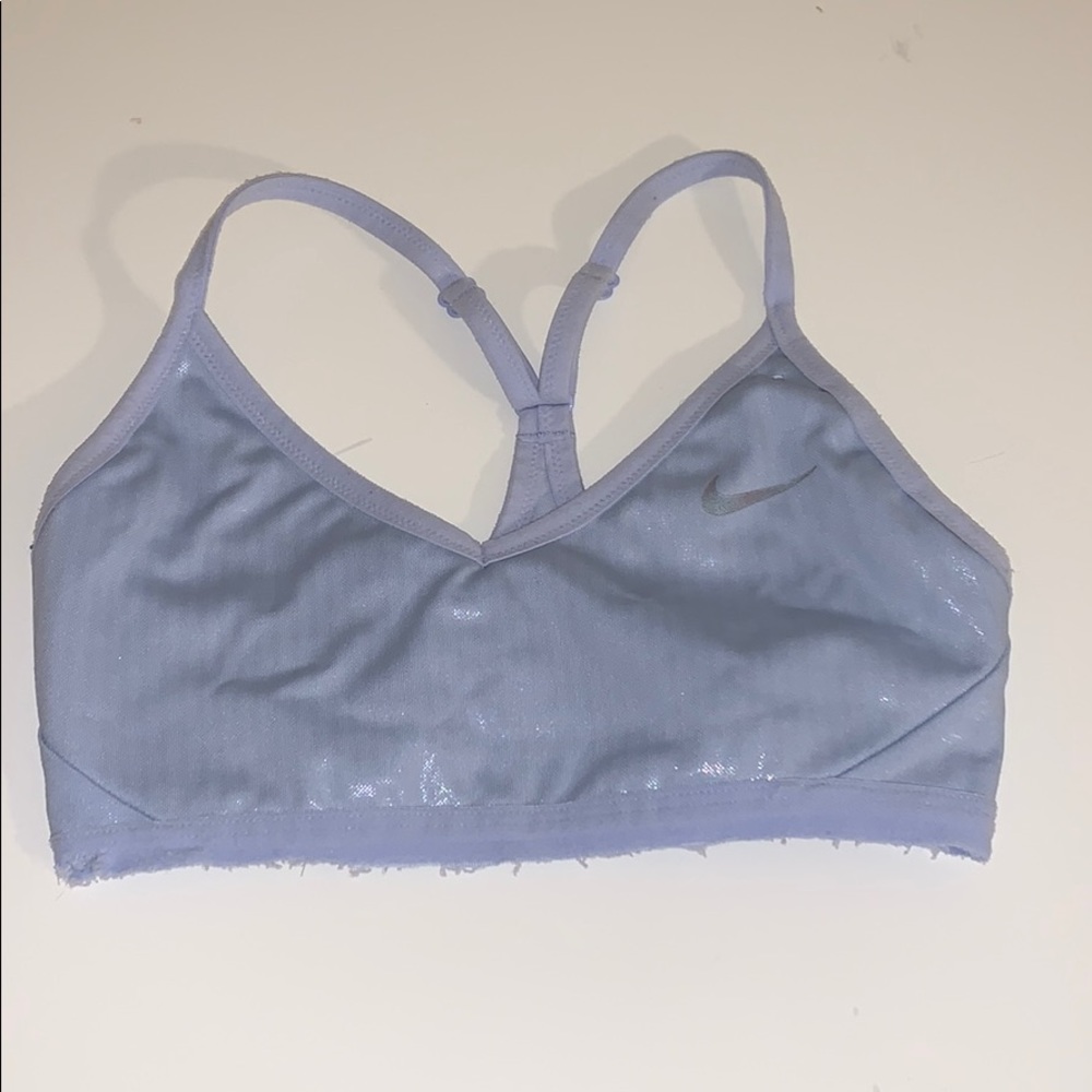 Shiny blue nike sports bra